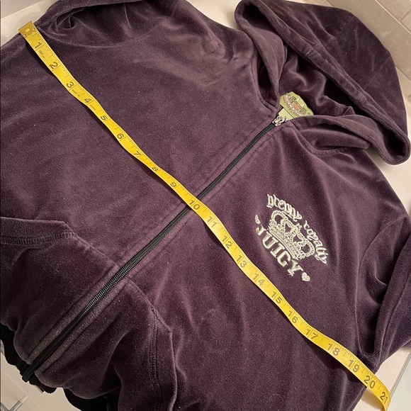 2-PC JUICY👑COUTURE Eggplant Velour Hooded Embroidered Tall Tracksuit - Picture 10 of 16